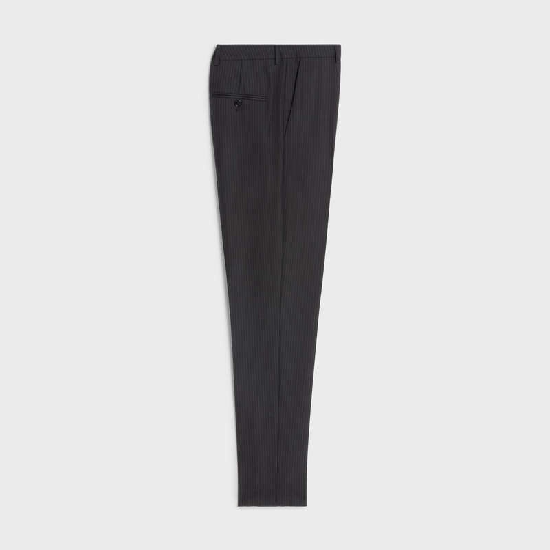 Noir/Gris Celine CLASSIC STRIPED FLANNEL Trousers | CL-592023