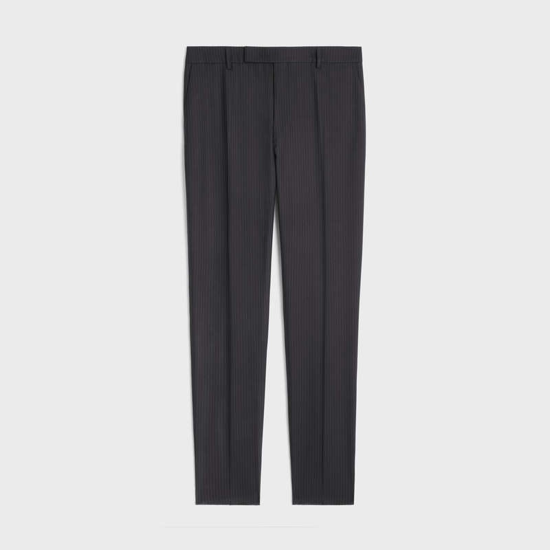 Noir/Gris Celine CLASSIC STRIPED FLANNEL Trousers | CL-592023