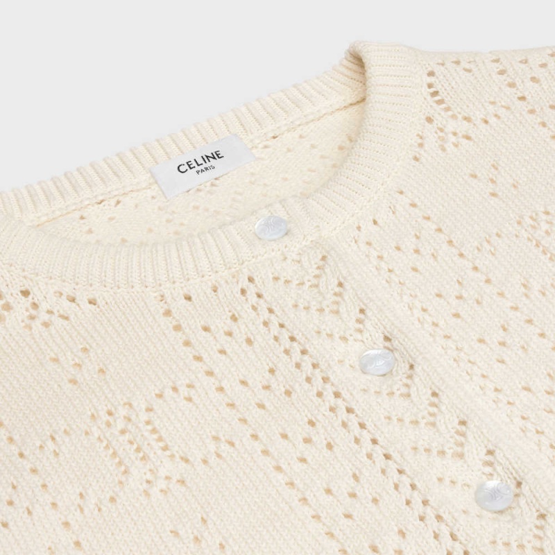 Off White Celine cardigan in triomphe cotton pointelle Knitwear | CL-592691