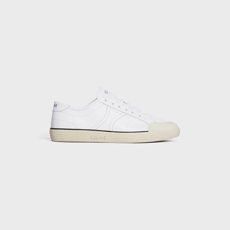 Optic White Celine AS-01 LOW LACE-UP ALAN in CALFSKIN Sneakers | CL-591896