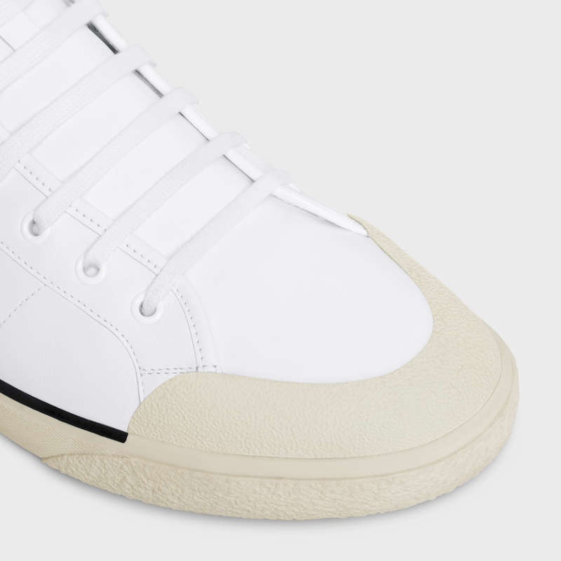 Optic White Celine AS-02 MID LOW LACE-UP ALAN in CALFSKIN Sneakers | CL-591894