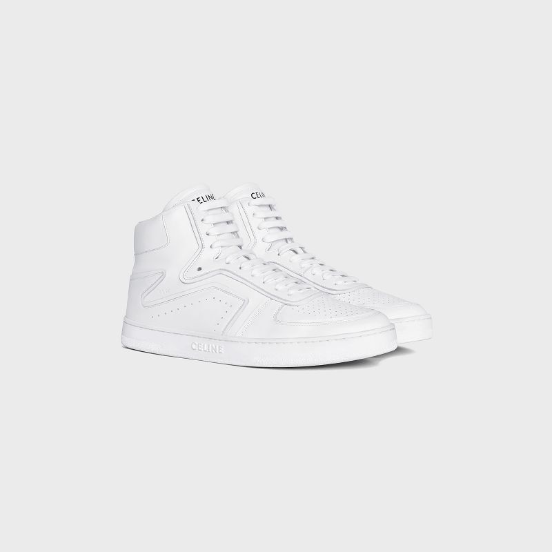 Optic White Celine C01 Z TRAINER HIGH in CALFSKIN Sneakers | CL-591911