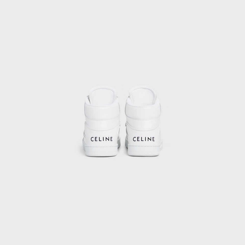 Optic White Celine C01 Z TRAINER HIGH in CALFSKIN Sneakers | CL-592541