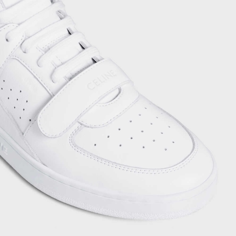 Optic White Celine C02 TRAINER MID WITH SCRATCH in CALFSKIN Sneakers | CL-592544