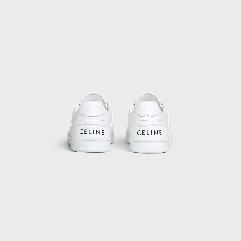 Optic White Celine C04 TRAINER LOW LACE-UP in CALFSKIN Sneakers | CL-591906