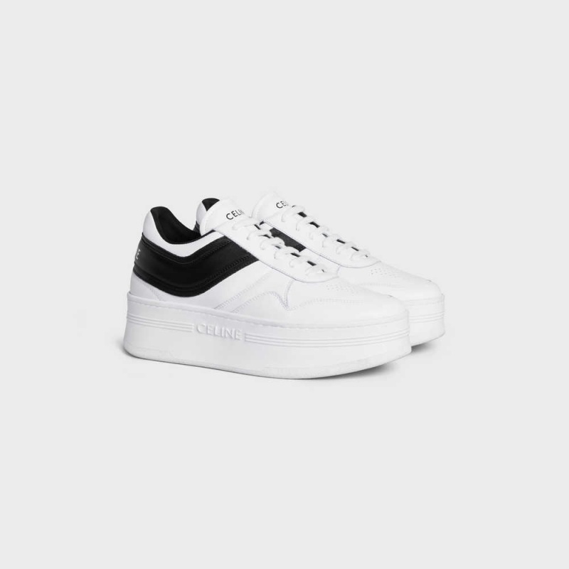 Optic White / Black Celine BLOCK SNEAKERS WITH WEDGE OUTSOLE in CALFSKIN Sneakers | CL-592546