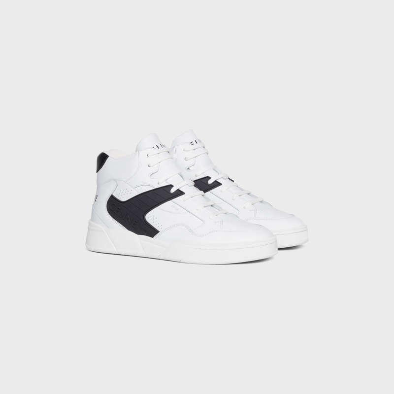 Optic White / Black Celine C06 HIGH in CALFSKIN Sneakers | CL-591909