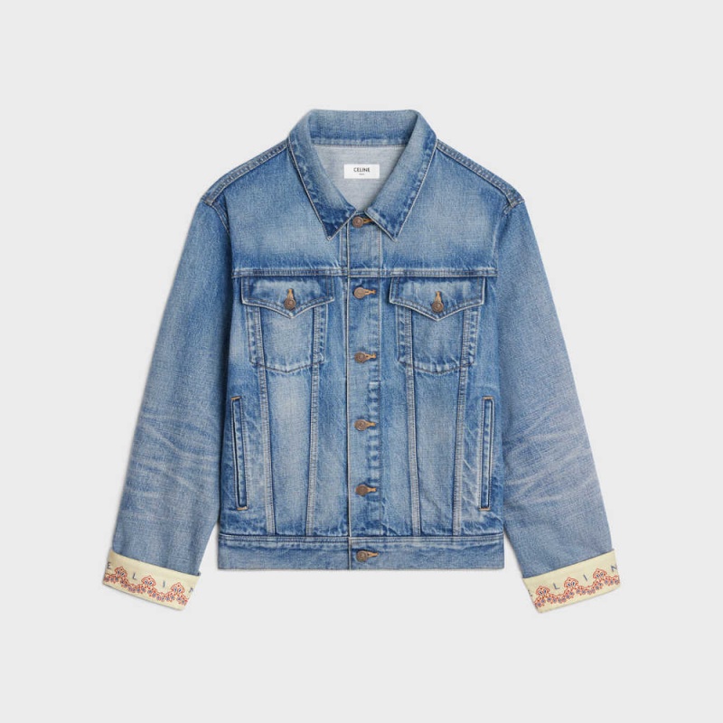 PISMO WASH Celine V-shaped trucker in pismo wash denim Jackets | CL-592688