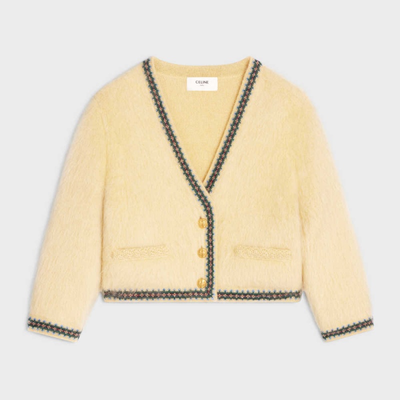 Pale Yellow Celine cardigan in mohair Knitwear | CL-592702