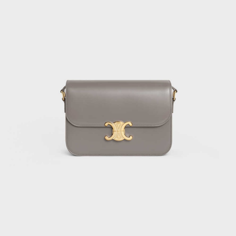 Pebble Celine Classique Bag in shiny calfskin Triomphe | CL-593186