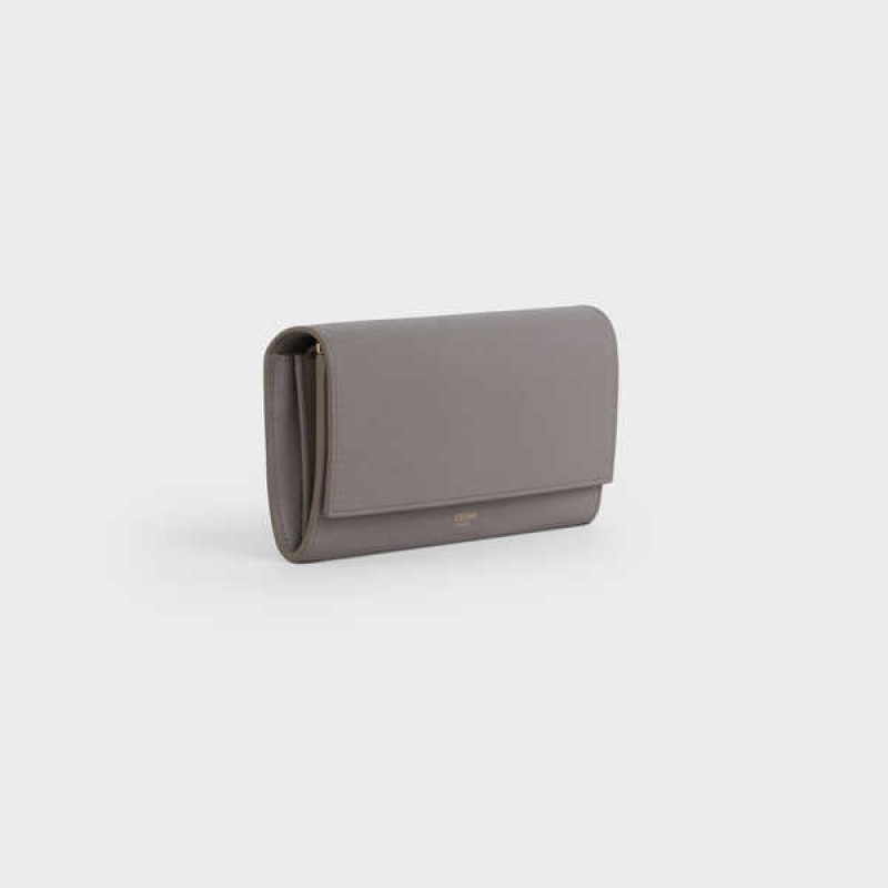 Pebble Celine Large flap in Grained calfskin Wallets | CL-592995