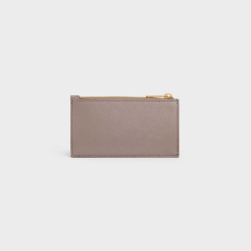 Pebble Celine ZIPPED COMPACT ESSENTIALS Grained Calfskin Card Holders | CL-592963