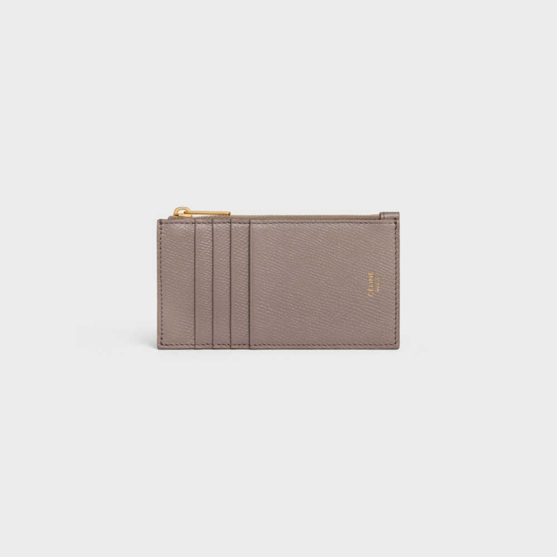 Pebble Celine ZIPPED COMPACT ESSENTIALS Grained Calfskin Card Holders | CL-592963