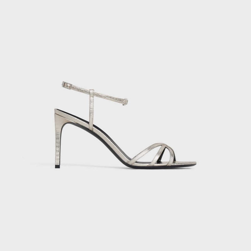 Platinium Celine SOIR in Lizard stamped metalized calfskin Sandals | CL-592597