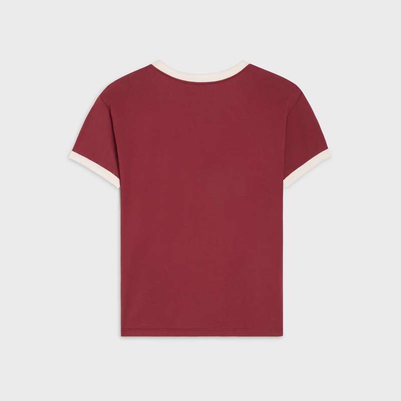 Red grape/ off white Celine LOOSE IN COTTON JERSEY T-shirts | CL-592126