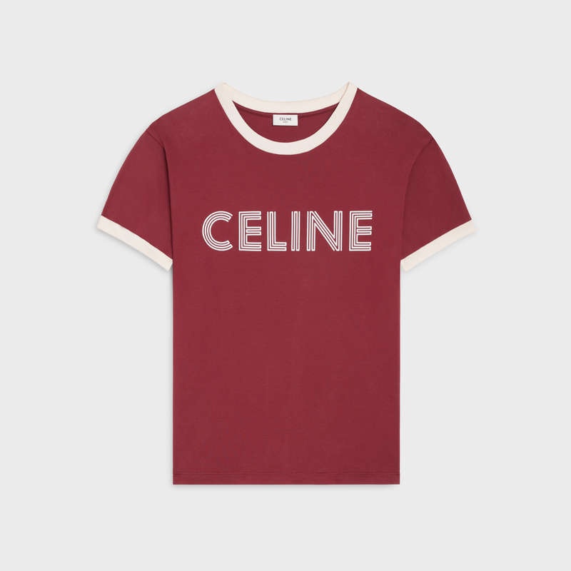 Red grape/ off white Celine LOOSE IN COTTON JERSEY T-shirts | CL-592126