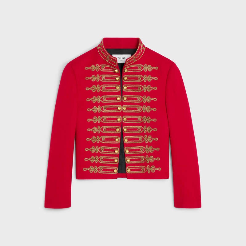 Rouge Imperial Celine military spencer in wool cloth Jackets | CL-592007