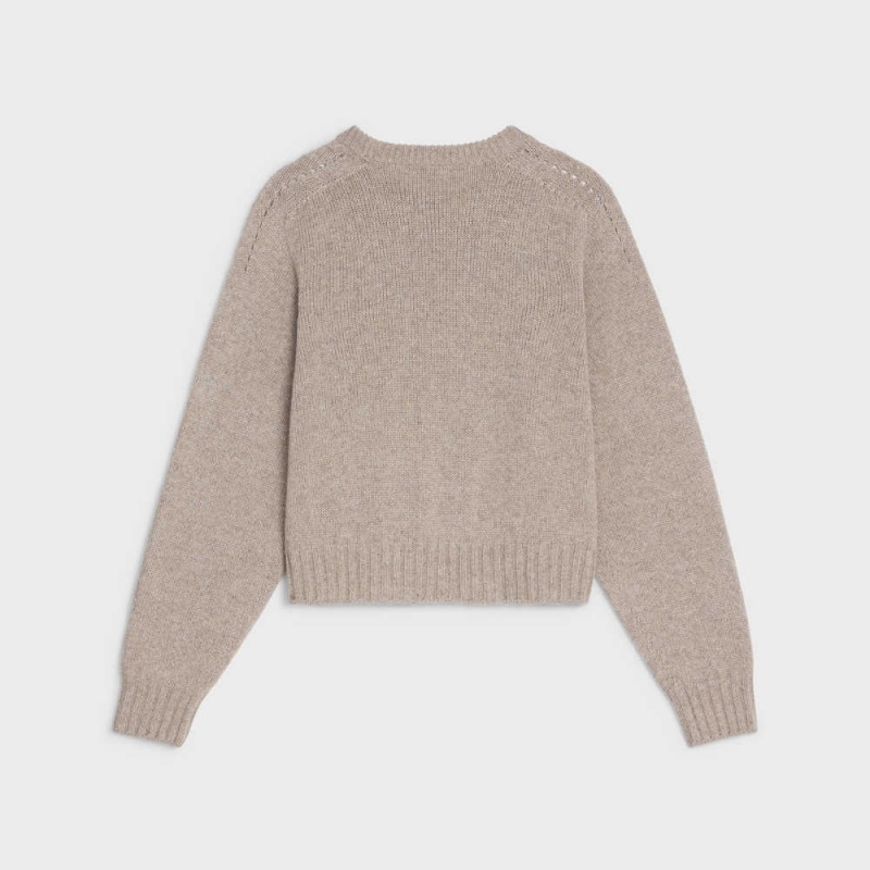 Sand Celine CREW NECK IN SEAMLESS CASHMERE Knitwear | CL-592708