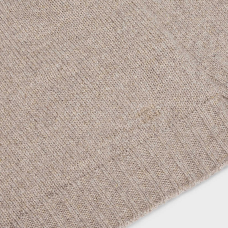 Sand Celine CREW NECK IN SEAMLESS CASHMERE Knitwear | CL-592708