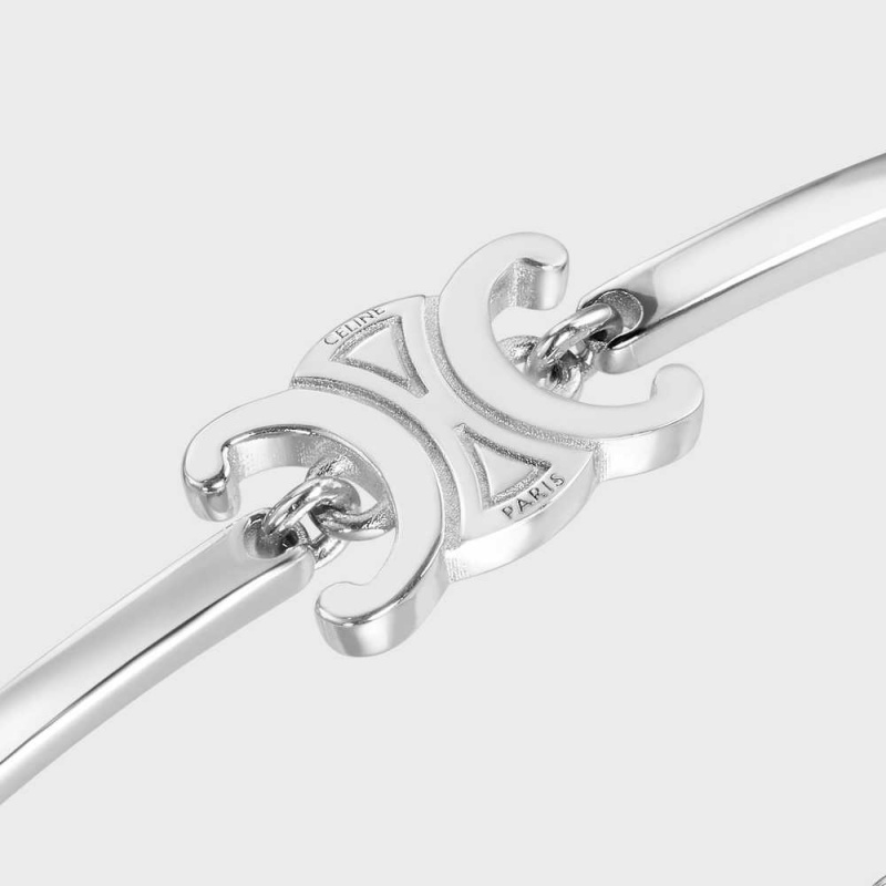 Silver Celine Triomphe Articulated in Brass with Rhodium Finish Bracelets | CL-592210