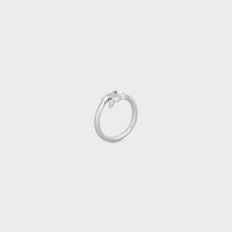 Silver Celine Triomphe Asymmetric in Brass with Rhodium Finish Rings | CL-592183