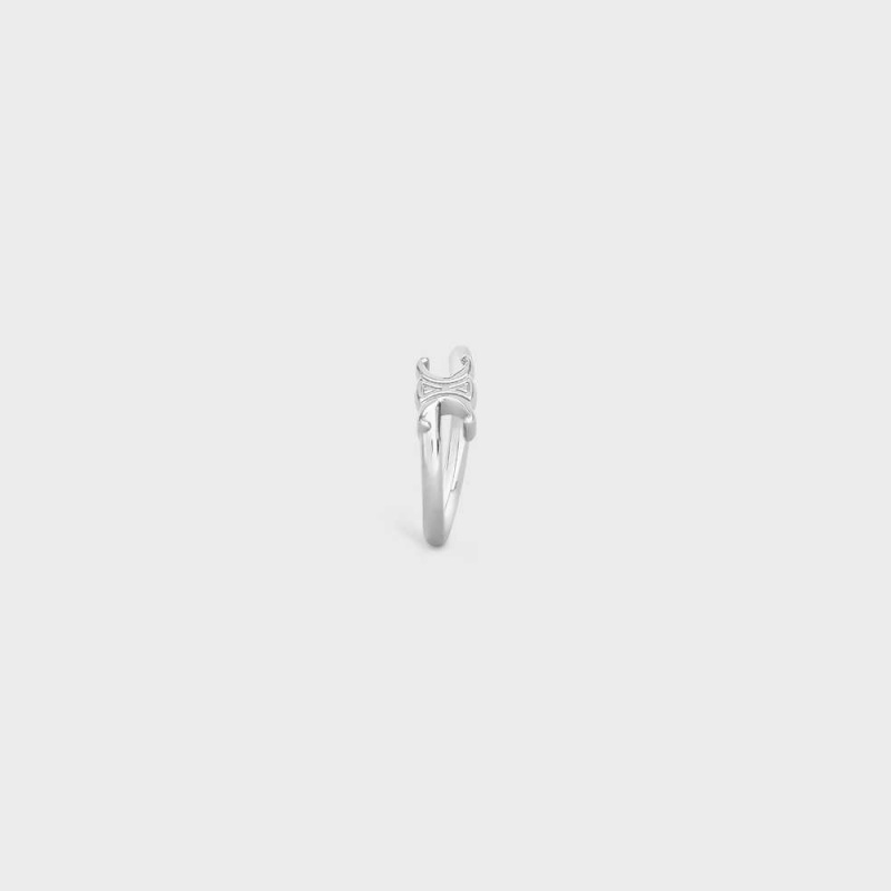 Silver Celine Triomphe Asymmetric in Brass with Rhodium Finish Rings | CL-592183