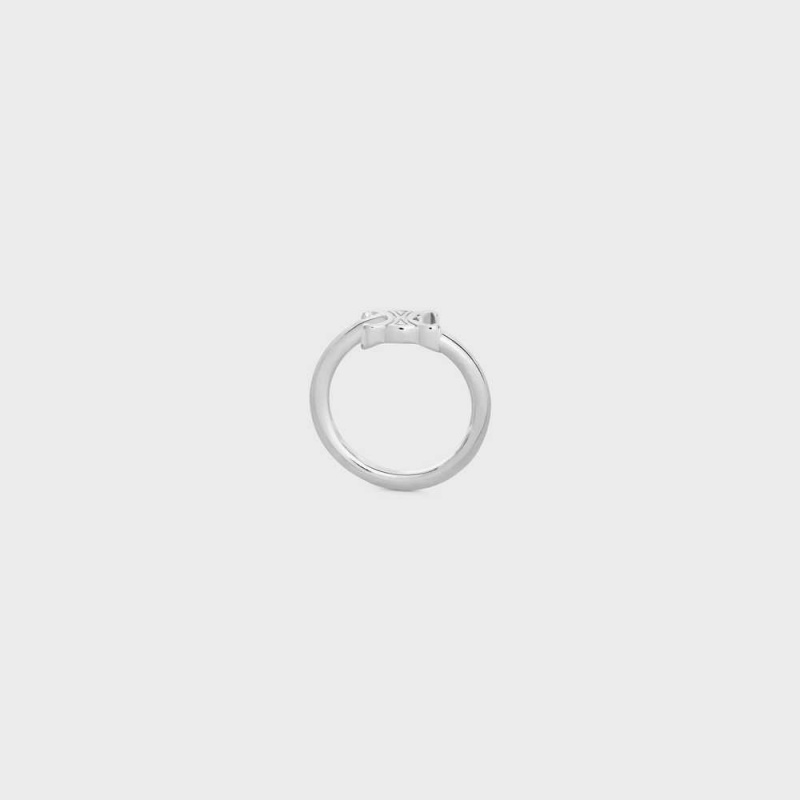 Silver Celine Triomphe Asymmetric in Brass with Rhodium Finish Rings | CL-592183