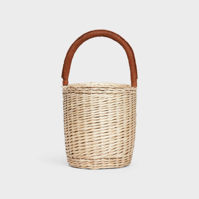 Tan Celine Basket in Wicker and calfskin Panier | CL-593068