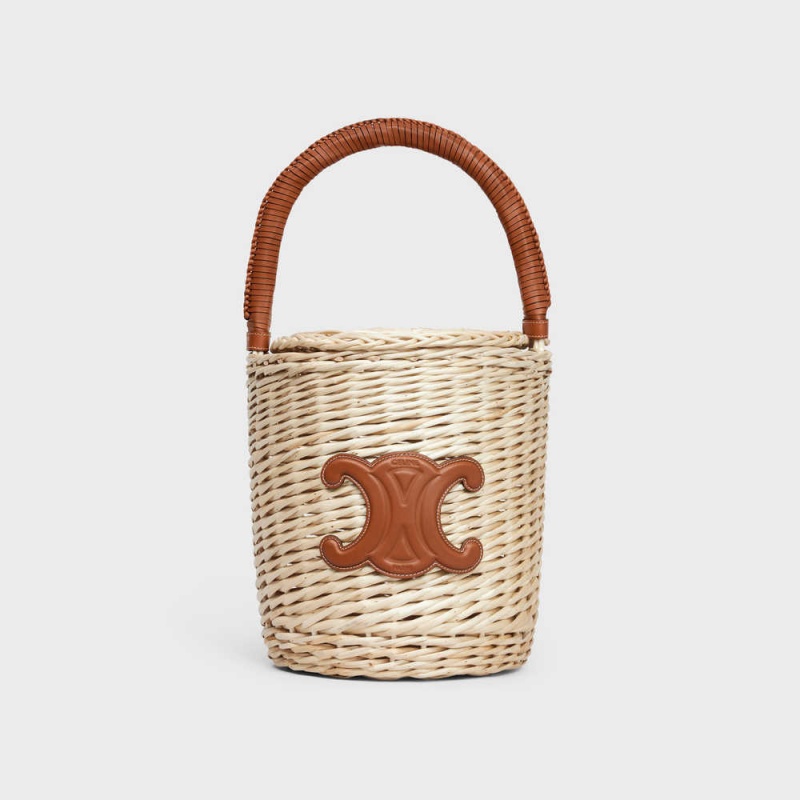 Tan Celine Basket in Wicker and calfskin Panier | CL-593068