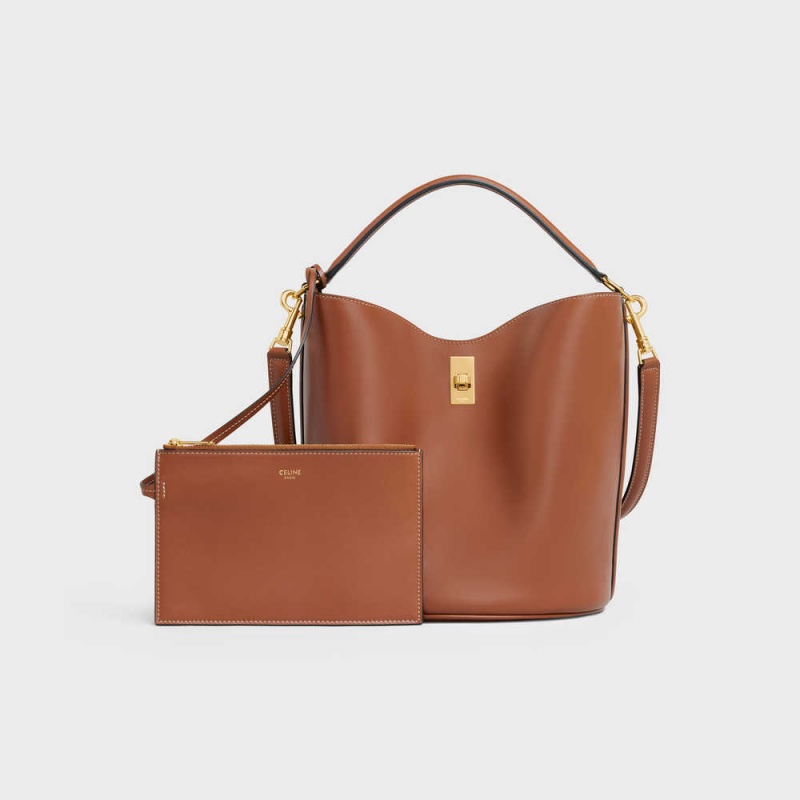 Tan Celine Bucket Bag in Smooth Calfskin 16 | CL-593256