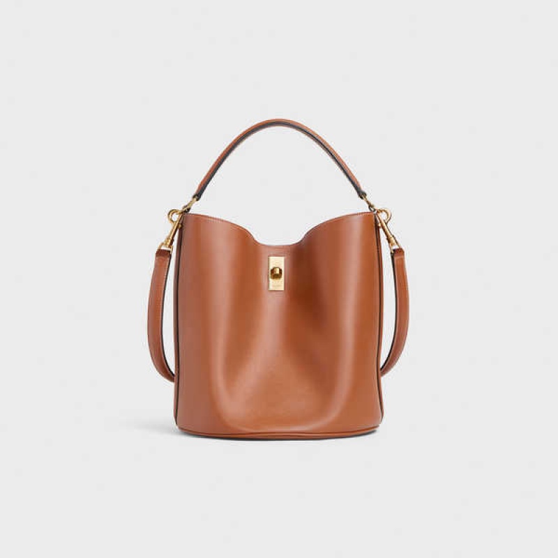 Tan Celine Bucket Bag in Smooth Calfskin 16 | CL-593256