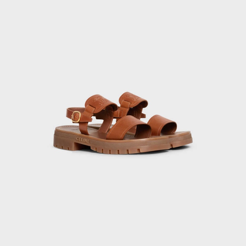 Tan Celine CLEA TRIOMPHE in CALFSKIN - VEGETAL TANNING Sandals | CL-592570