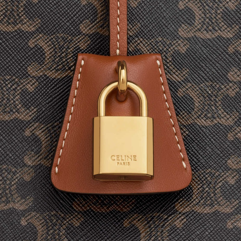 Tan Celine HORIZONTAL CABAS in and calfskin Triomphe Canvas | CL-593142