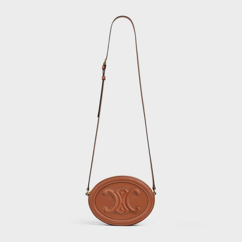 Tan Celine OVAL BAG in SMOOTH CALFSKIN Cuir Triomphe | CL-593158