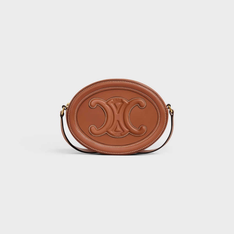 Tan Celine OVAL BAG in SMOOTH CALFSKIN Cuir Triomphe | CL-593158