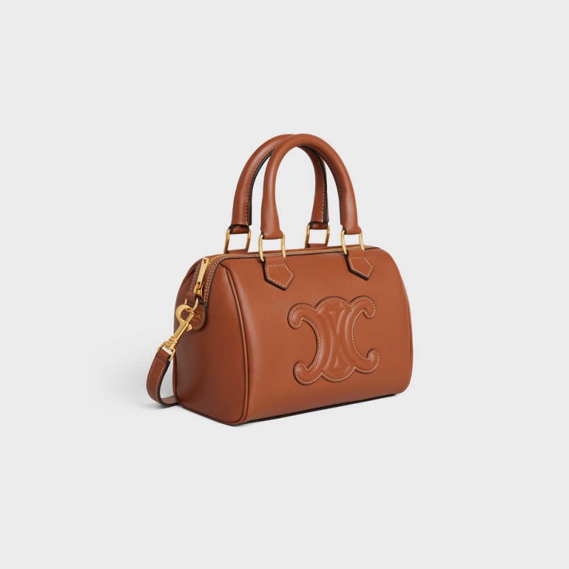 Tan Celine SMALL BOSTON in Smooth Calfskin Cuir Triomphe | CL-593149