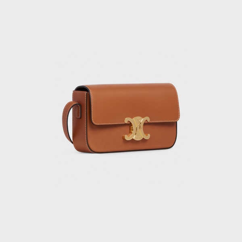 Tan Celine Shoulder Bag in natural calfskin Triomphe | CL-593241