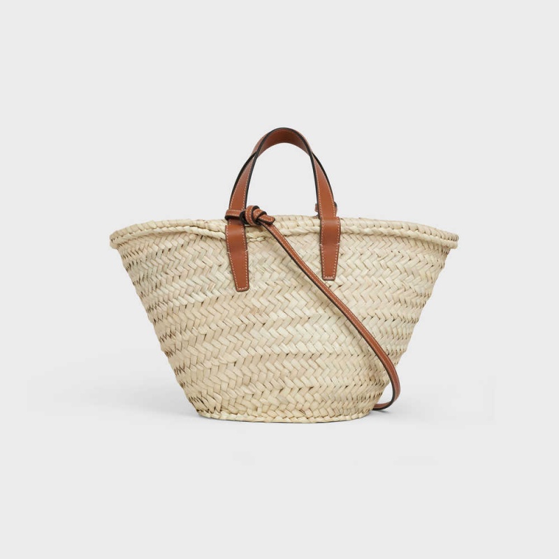 Tan Celine Teen Triomphe Classic in Palm leaves and Calfskin Panier | CL-593072