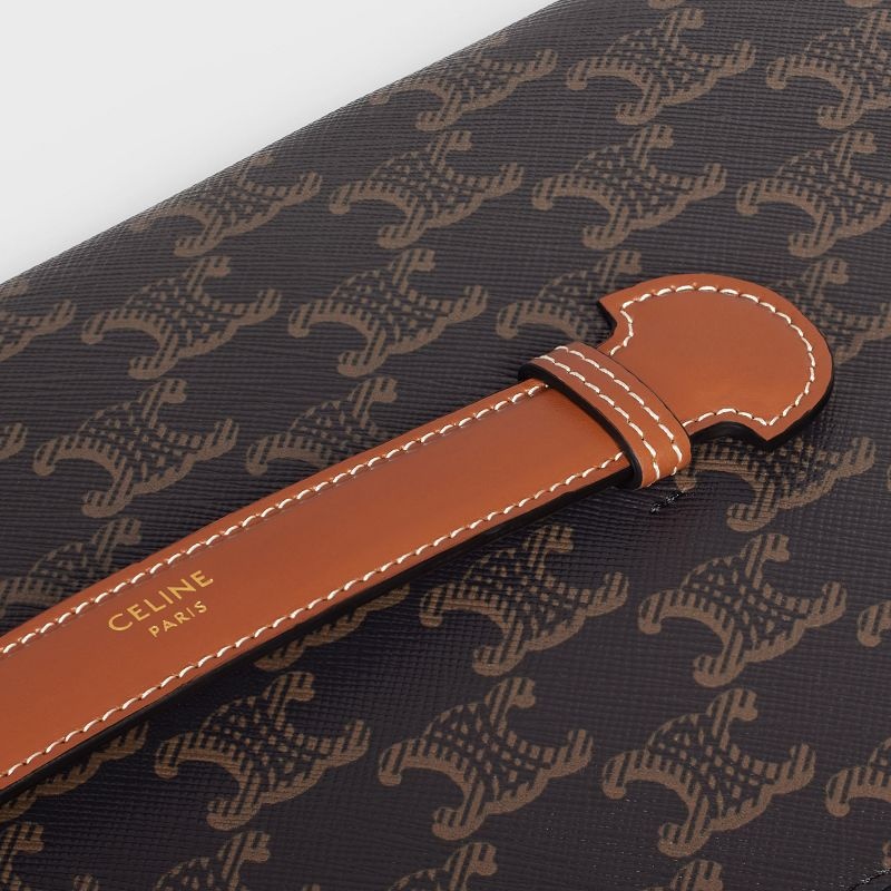 Tan Celine Tie Case in Triomphe Canvas and Calfskin Business | CL-591827