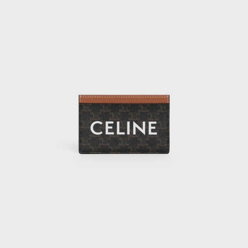 Tan Celine Triomphe canvas with Print Card Holders | CL-592959