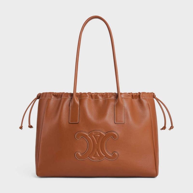 Tan Celine cabas drawstring in Smooth Calfskin Cuir Triomphe | CL-593153