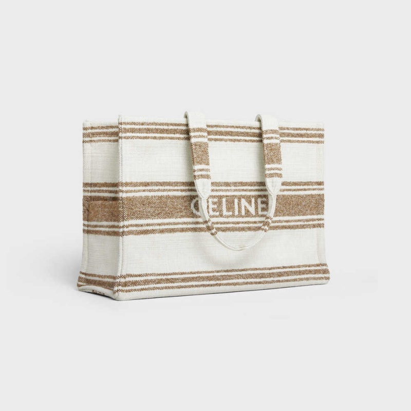 Tobacco / Tan Celine Large Thais in STRIPED TEXTILE WITH JACQUARD Cabas | CL-593074