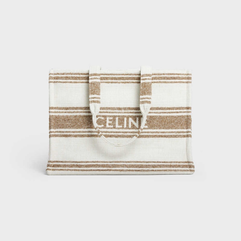 Tobacco / Tan Celine Large Thais in STRIPED TEXTILE WITH JACQUARD Cabas | CL-593074