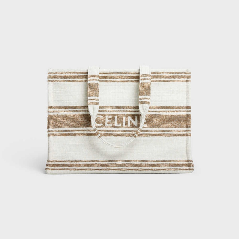 Tobacco / Tan Celine Large Thais in STRIPED TEXTILE WITH JACQUARD Cabas | CL-593074