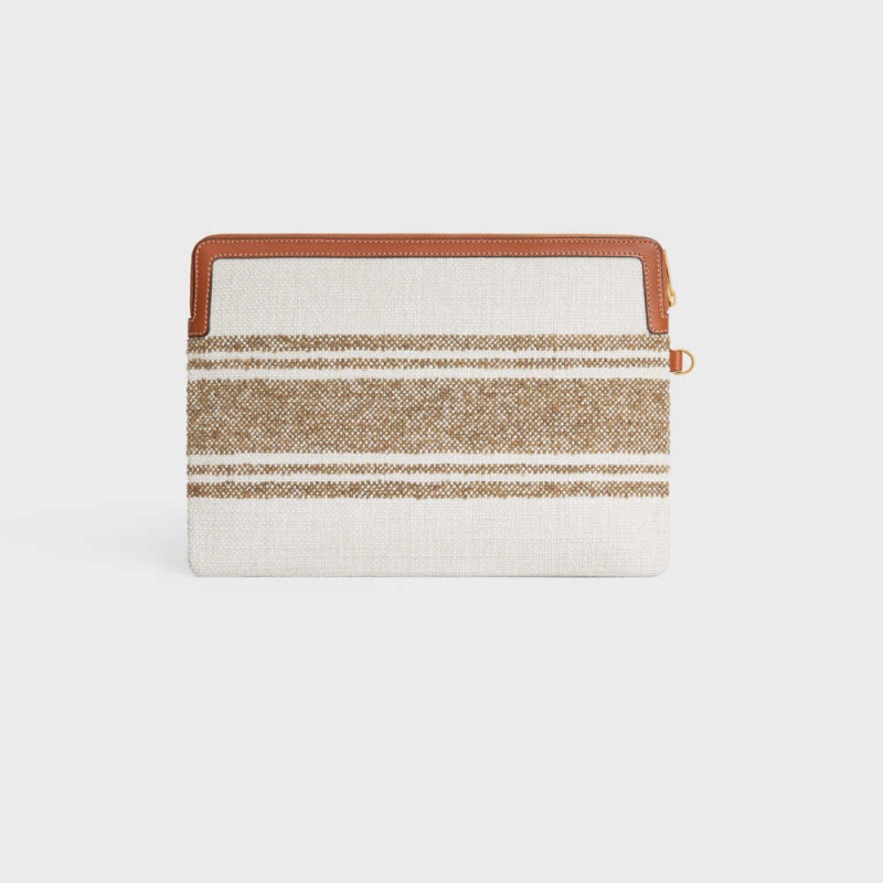 Tobacco / Tan Celine STRAP in STRIPED TEXTILE with celine JACQUARD Pouch | CL-592887