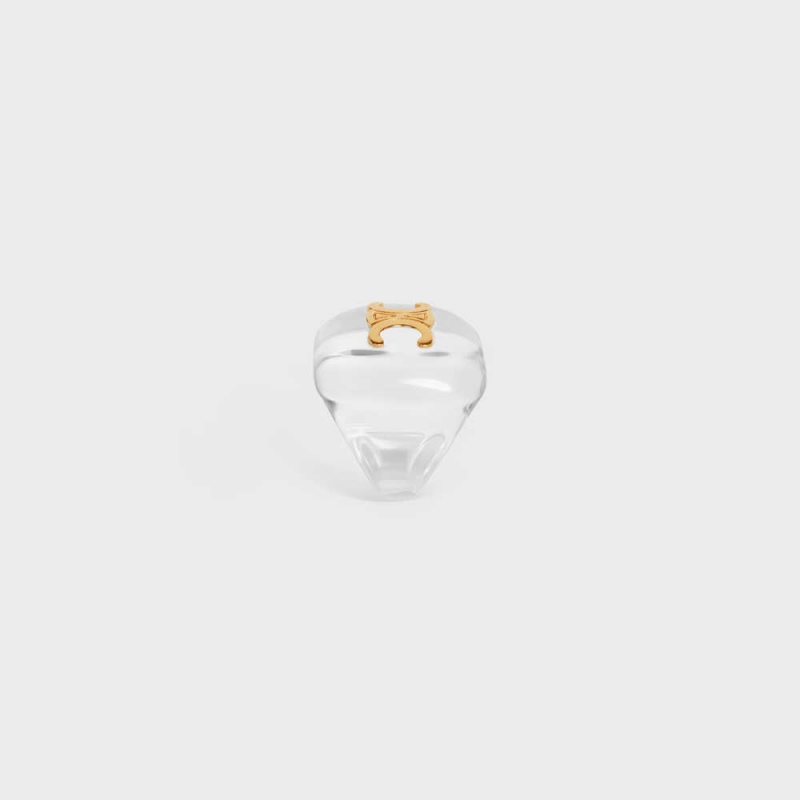 Transparent & Gold Celine Triomphe in Plexiglass and Brass with Gold Finish Rings | CL-592184