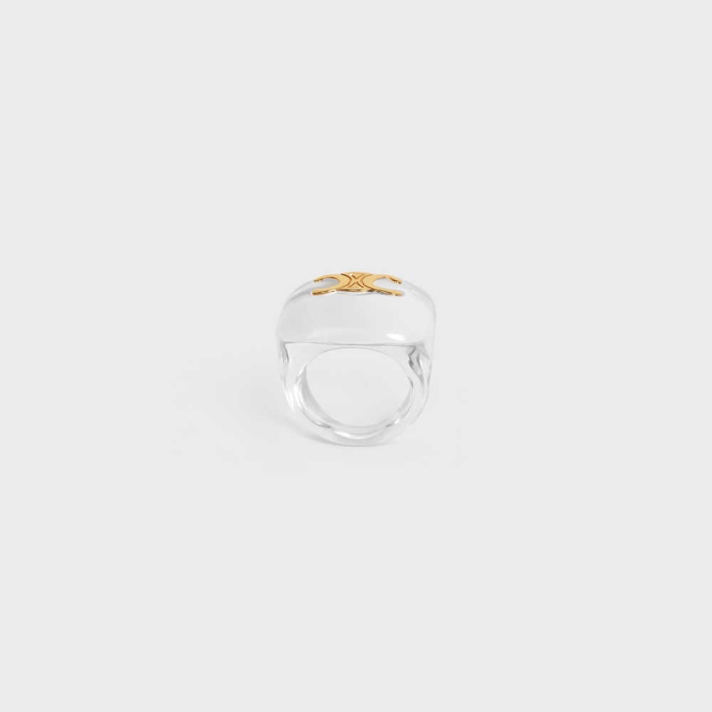 Transparent & Gold Celine Triomphe in Plexiglass and Brass with Gold Finish Rings | CL-592184