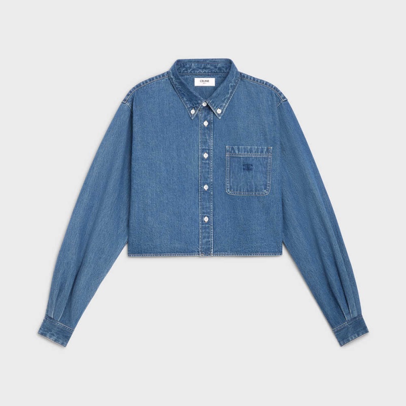 UNION OCEAN WASH Celine CROPPED IN UNION OCEAN WASH DENIM Shirts | CL-592822