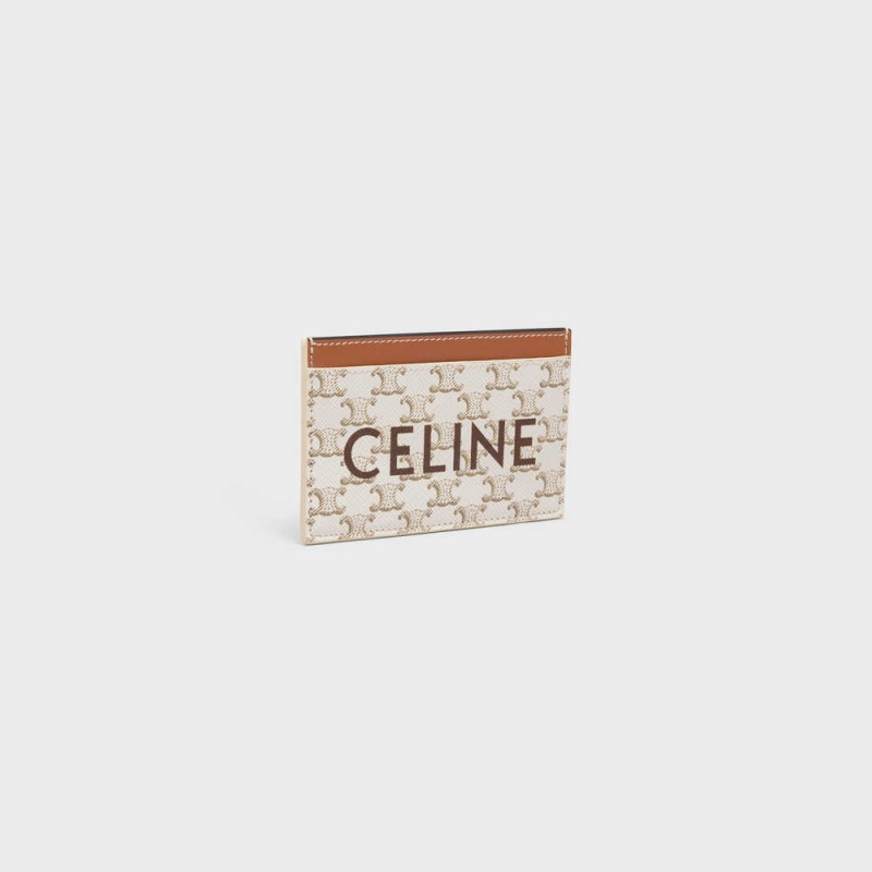 White/Tan Celine Triomphe canvas with Print Card Holders | CL-592960