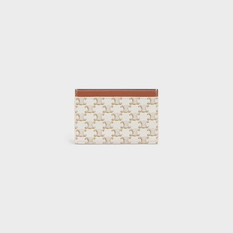 White/Tan Celine Triomphe canvas with Print Card Holders | CL-592960